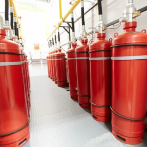 Foto di un sistema antincendio a spegnimento gassoso.